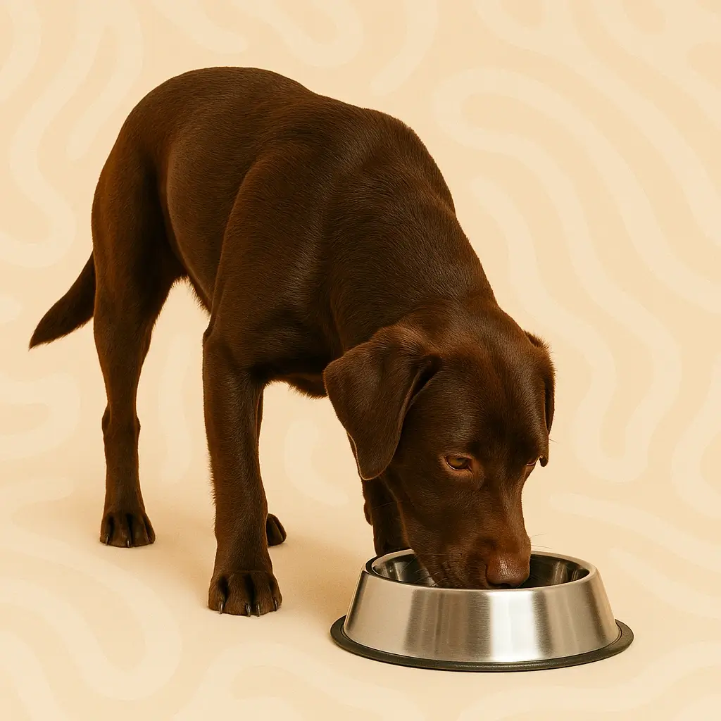 Hund der spiser af hundeskål